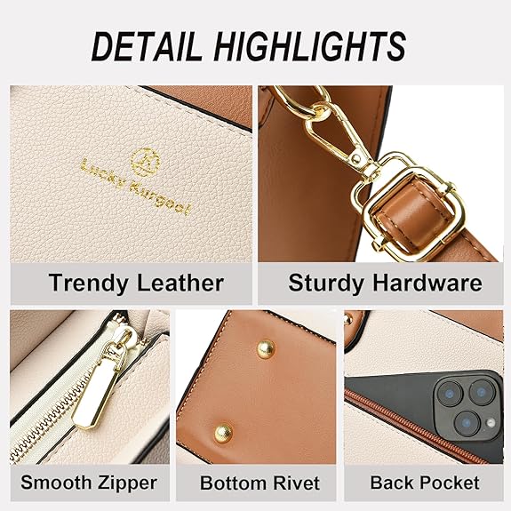 Handbags Purses for Women, Trendy Leather Dual-tone Tote Purse - Image 2