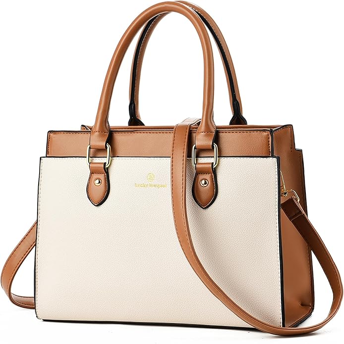 Handbags Purses for Women, Trendy Leather Dual-tone Tote Purse