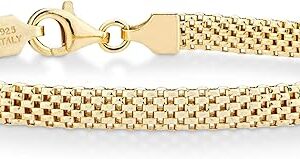 Miabella 18K Gold Plated 925 Sterling Silver Italian 5mm Mesh Link Chain Bracelet for Women, Made in Italy