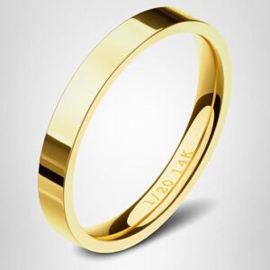NOKMIT 3mm 14K Gold Filled Rings for Women Dainty Gold Stacking Stackable Band Thin Gold Thumb Pinky Finger Ring Non Tarnish Comfort Fit Size 4 to 11