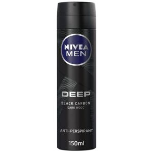 Nivea Men Deodorant Body Spray Deep Black Carbon Dark Wood 48H 150ml
